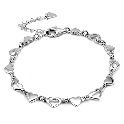 925 Sterling Silver Infinity Love Heart Link Bracelets Women Cute Animal Little Rabbit Bangle Jewelry Gifts For Wife Her,6.7in +1.3in Extender Chain