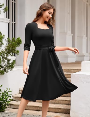 HomRain Women's Cocktail Formal Dresses Elegant Wedding Guest A-Line Graduation Tea Party Modest Prom Church Dress2