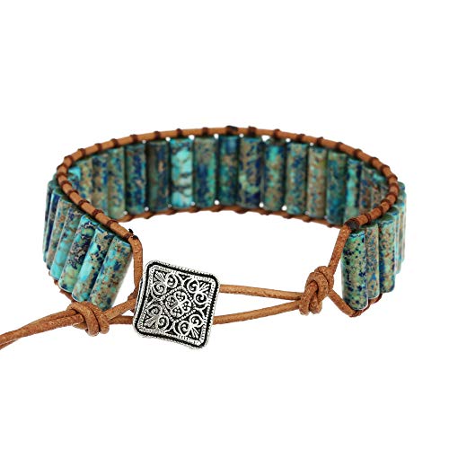 Image of Plumiss Women Boho Handmade Natural Stone Crystal Leather Bead Wrap Bracelets Collection