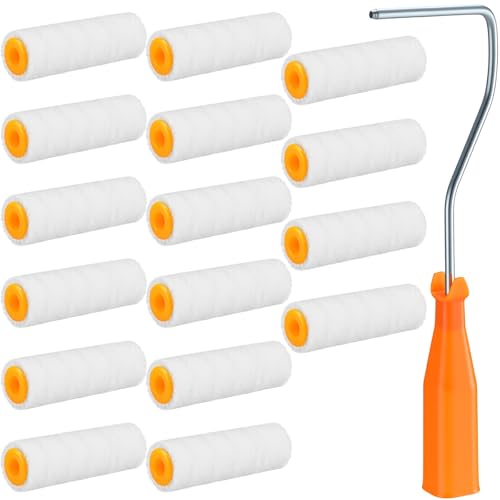 Honeydak 16 Pack Mini Paint Roller Small Paint Roller for Touch up Trim Edge or Corner Extra Small Brushes Tool for Window Frames Photo Frames (3 Inch)