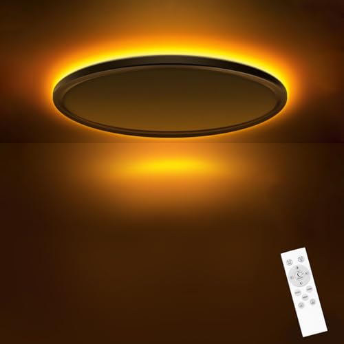 slochi LED Deckenleuchte, 22CM 15W 1500LM Deckenlampe Flach Dimmbar mit Fernbedienung, 1800K Nachtlicht Warm, 3000K-6500K Schlafzimmer Lampe für Schlafzimme Wohnzimmer Kinderzimmer Rund, Weiß