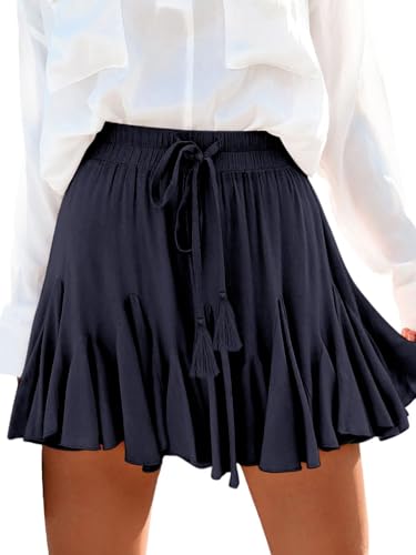 Flowy Shorts for Women Casual Boho Ruffle Mini Skorts High Waist Pleated Skirts Athletic Tennis Butterfly Shorts