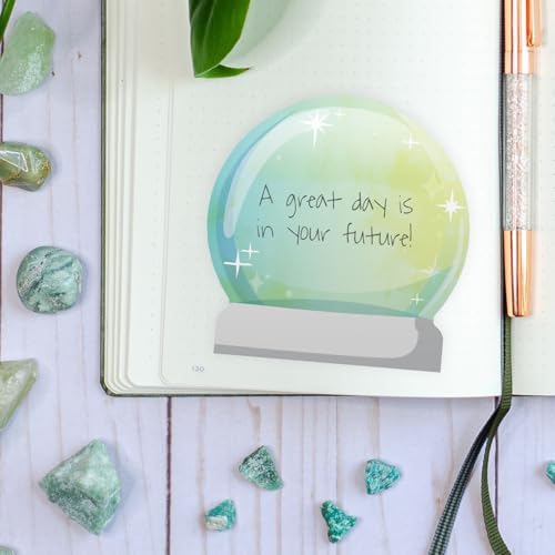Image of Multicolor Crystal Ball Sticky Note Assortment / 4 inch Repositionable Mystical Orb Themed Sticky Note Pads /Set of 3 Magical Designs /Made in The USA