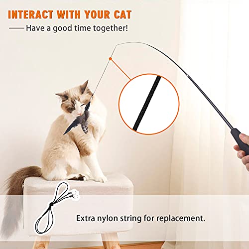 Baguette pour chat rétractable pour stimuler l'exercice | Lot 8 jouets interactifs plumes - 5