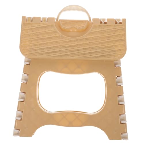 BRIGHTFUFU Portable Folding Stool Large Beige Step Stool for Kitchen Bathroom Lightweight Easy to Carry Non Slip Surface for Safety for Adults