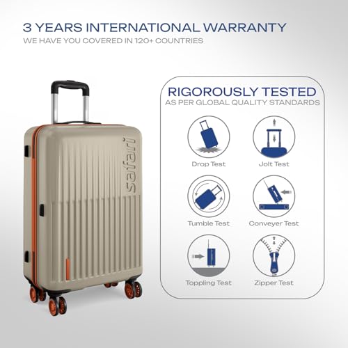 Image of Safari Astra Neo 8 Wheels 76cm Large size Check-in Trolley Bag, Hard Case Polycarbonate, 360 Degree Wheeling Luggage for Men & Women, Travel Bag, Suitcase for Travel, Trolley Bag for Travel, Champagne