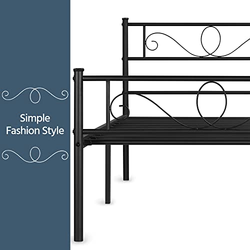 Yaheetech Bettrahmen Metallbett Bettgestell aus Metall, Einzelbett für 90 x 190 cm Matratze, Gästebett für kleine Räume, Schwarz