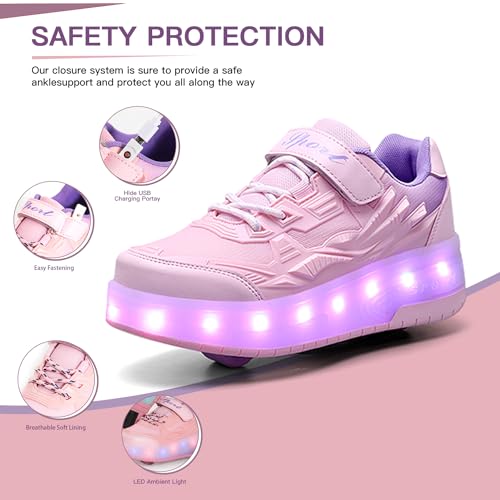 Kids Roller Skates - Roller Skate Shoes - Sneakers 2-in-1 Roller Shoes Suitable for Outdoor Sports Start The Adventure and Freedom Journey and Enjoy The Fun of Childhood4