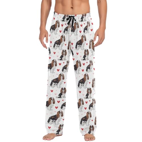 Cavalier King Charles Dog Small Heart Pajama Pants Mens Lounge Pjs