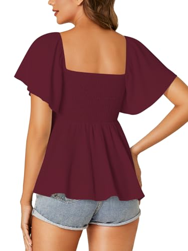 Image of LYANER Women's Square Neck Cute Peplum Top