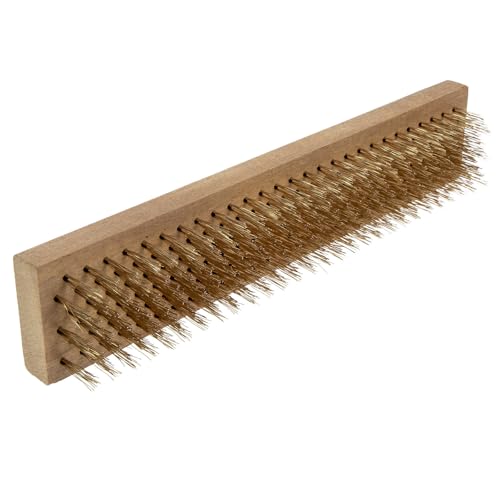 iplusmile Brosse à Long Manche Design Compact et Équilibre en Acier Inoxydable Manche en Bois, Brosse de Nettoyage pour Sol de Jardin et Salle de Bain
