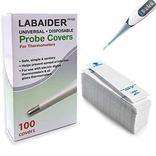 100 Pack Sterile Digital Thermometer Probe Covers, Disposable Universal Electronic Thermometer Cover, Safe