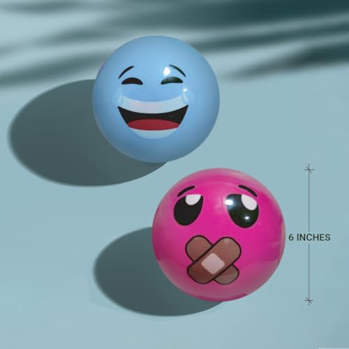 Image of GENIE'S Toy Bus 6-Inch Smiley Scented Play Ball | for Pool, Beach & Garden | Perfect for Outdoor & Indoor Play | PVC Ball for Kids & Adults I Pack of 2 (Multicolor)