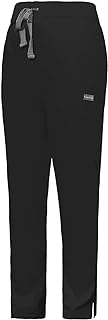 Women Scrubs Pant with Elastic Waist Workwear Professionals Drawstring Straight Leg Pull-On Cargo (Black,XL,X-Large)