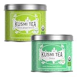 Kusmi Tea - Detox + Green Ginger Lemon - Organic Tea - Blend of Green Tea & Fruits - Organic Flavored Green Tea - Loose Leaf Tea - 2 Tin Boxes of 3.5 oz