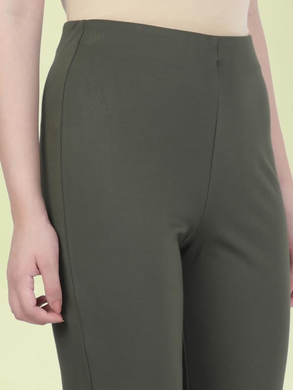 Image of GO COLORS Soft Cotton Stretch Flared Pant Full Length for Women| Breathable, High Rise