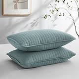 Southshore Fine Living, Inc. Blue Pillow Covers 20'x26', Decorative Pillow Shams Standard Size Set of 2, Fits Twin/Full/Queen Bed, Quilted Pillow Shams Complement Quilt Set, Steel Blue