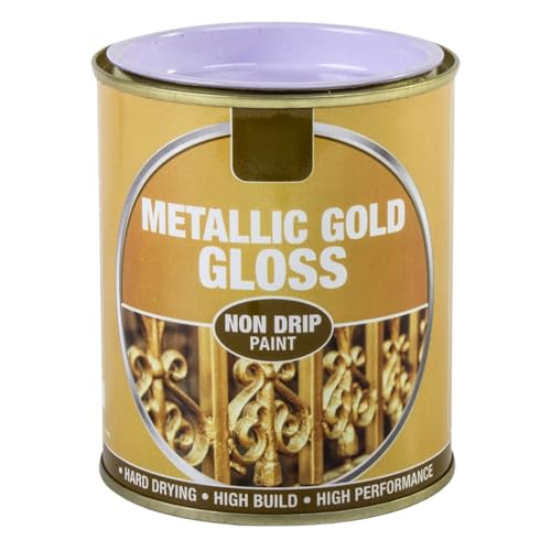 Inspired Essentials 300ml Non Drip Paint Tin Exterior Interior Hard Drying Performance Multi-Purpose Tin for Metal Wood Plastic Walls with Perfect Finish (1 151 - Metallic Gold Gloss)