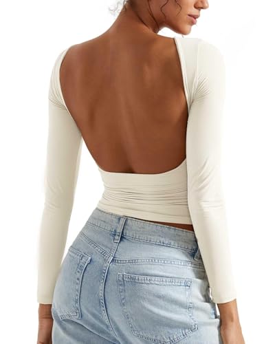 BTFONIA Rückenfreies Ausgeh-Oberteil for Damen, doppelt gefüttert,...