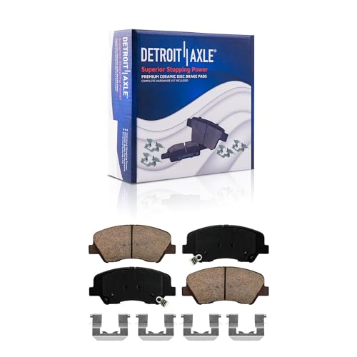 Image of Detroit Axle - Brake Pads for 2012-2017 Hyundai Accent Kia Rio 2015 Dodge Attitude, 2013 2014 2016 Ceramic Brake Pads w /Hardware Front Rear Replacement