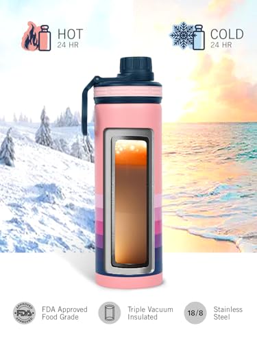 Image of NAUTICA Premium Leak-Proof Insulated Water Bottle - 1pc (Fender)| 500ml | Stainless Steel Flask with 24 Hours Temperature Retention | Ideal for Travel, Gym, Office Use Texas Printed-b.Pink /Purple