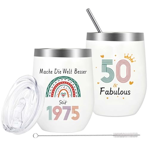 Regali per il 50° compleanno, per donne, 1975 compleanno, in acciaio inox, regalo di compleanno per donna di 50 anni, migliori regali per mamma, sorella, lei, migliore amica