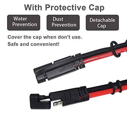 [2 Pack] Sparking 3Ft 12Awg Sae To Sae Extension Cable 2Pin Bullet Quick Connect Heavy Duty Wire Harness With Waterproof Cap(3Ft) #TOP5