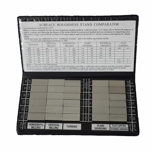 Surface Roughness Gauges Set, Roughness Standards Set, Carbon Steel Surface Finish Comparator, Roughness Comparitor, 30 Specimens with Ra0.05-12.5mm