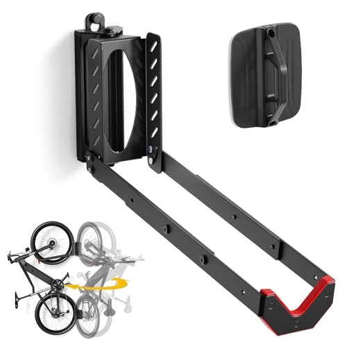Soporte vertical para bicicleta con cubiertas protectoras contra manchas en la pared 2