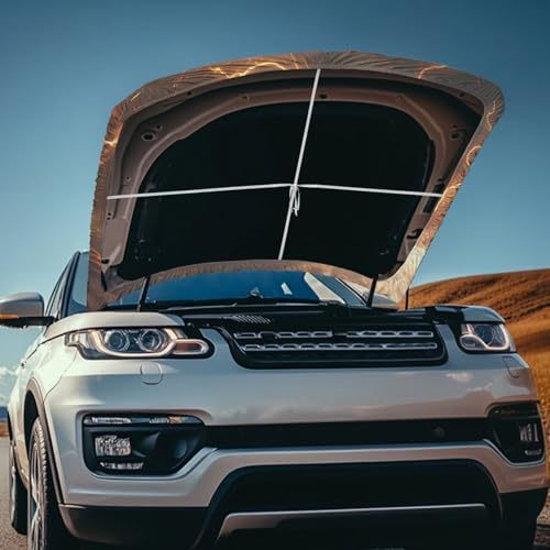 Image of Car Hood Cover, Eagle Lightning 59x39 Inch Waterproof Sunproof Auto Hood Wrap Blankets, Easy Installation Automotive Exterior Accessories