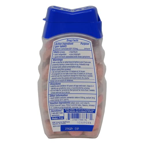 Tums Antacid/Calcium Supplement, Extra Strength 750, Chewable Tablets, Assorted Berries 96 Tablets By Tums (Original Version) #TOP1