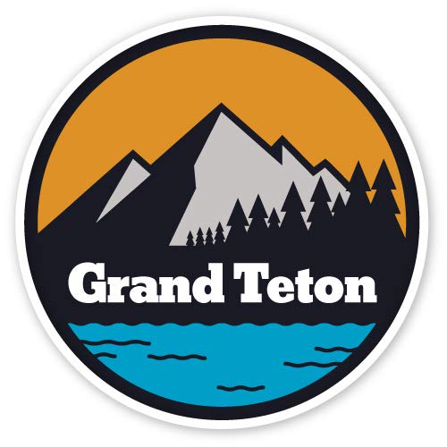 Squiddy Grand Teton National Park - Vinyl Sticker Decal for Phone, Laptop, Water Bottle (3 Wide)