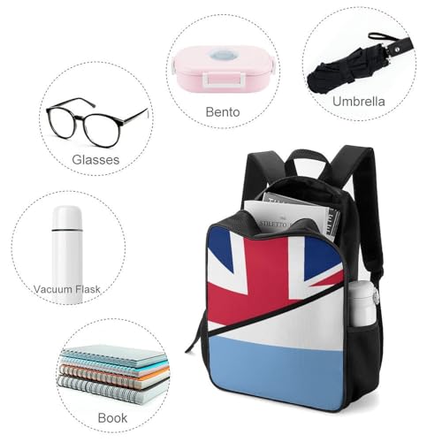Argentina And United Kingdom Flag Travel Backpack Casual Daypack Shoulder Bag with Adjustable Shoulder Straps for Hiking3