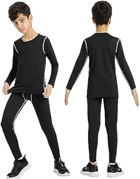 Shengxi Kinder Thermo Basislaag Set Meisjes Jongens Lange Mouw Sport Thermo Ondergoed Set Ademend Compressie Ondergoed Atletisch Shirt Tights Set voor Voetbal Basketbal Skiën, Groen, 4-5 Years