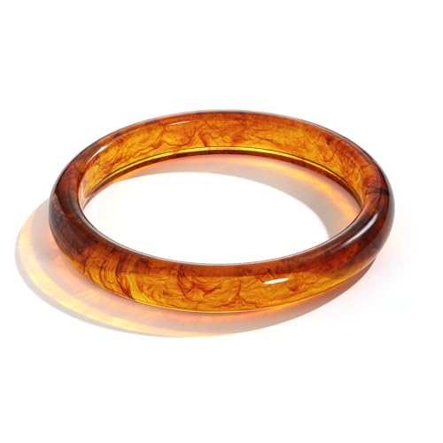 Thin Brown Acrylic Bracelet for Women Cream White Resin Bangle Translucent Tortoiseshell Resin Bracelet Vintage Wristband Bangle - Main Image