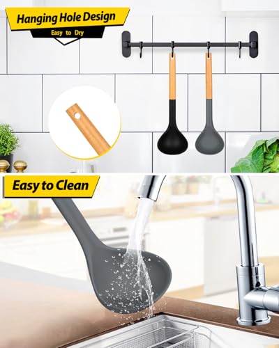 Silicone Soup Ladle Spoon Kitchen Utensils, 2 Pack - image 6
