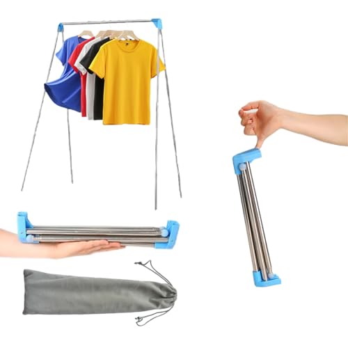 Lmaray Portable Travel Garment Rack, Compact Stainless Steel Foldable Mini Drying Clothes Rack for...