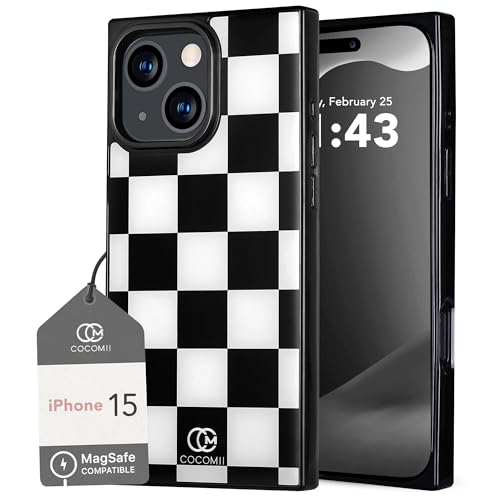Image of COCOMII Rectangle for iPhone 15 Case, Monochrome Checkered