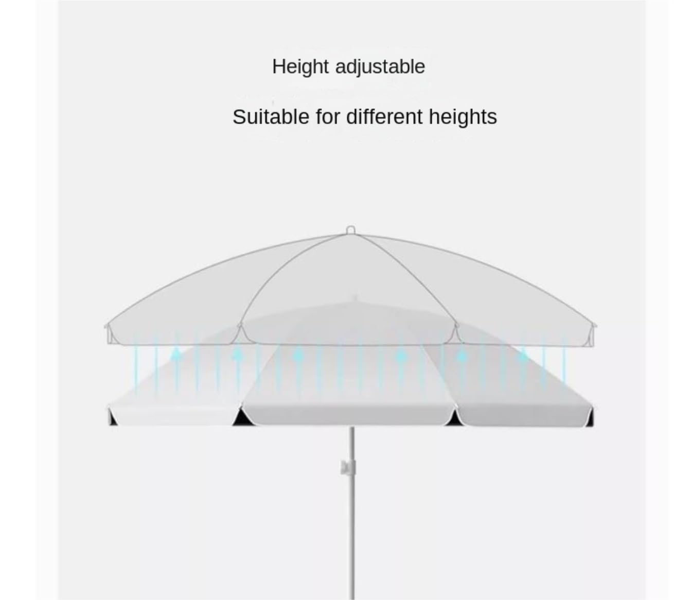 Parasole 5,2FT Parasol Plażowy Oxford Tkanina Parasol Ogrodowy Przenośny Baldachim Piknikowy Parasolka Przeciwsłoneczna Parasol Ogrodowy Z 8 Żebrami Parasol Ogrodowy(White)