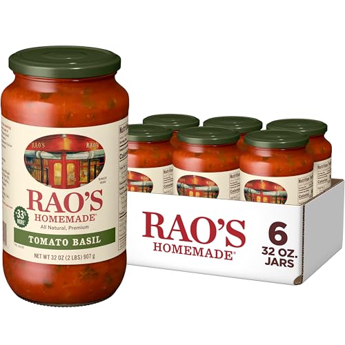 Rao's Homemade Tomato Basil Sauce Made with Italian Tomatoes, 32 oz (Pack of 6)