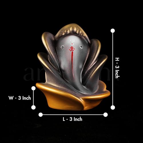 Image of Artarium Rose Shape Small Ganesha Ji Idol Ganesha Ji Murti, Ganpati Statue (Height 3 Inch), Figurine for Car Dashboard, Pooja, Unique Wedding & Birthday Gift, Sculpture, House Warming - Black