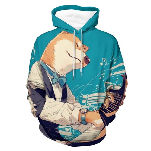 Sweat à capuche gentleman chien pour homme et femme, pull noir taille S