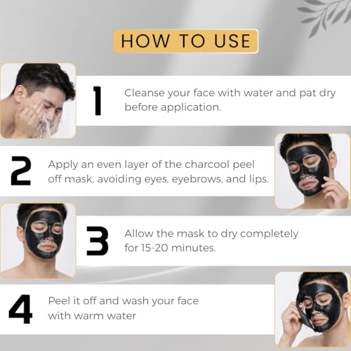 Image of Men Charcoal Peel Off Mask | Face Deep Cleansing Charcoal Face Mask for Men | Blackhead, Whitehead Dead Skin Removal | For All Skin Types | Pack 1