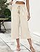 LOMON Womens Capri Pants Summer Vacation 2025 Fashion Outfits Clothes Loose High Waisted Wide Leg Lounge Pants Drawstring Baggy Flowy Casual Palazzo Trousers with Pockets Khaki Striped Large