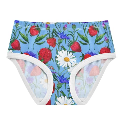Vintage Strawberries Daisies Purple Blue Girls Underwear Toddlers 2t Cotton Panties for Girl Animal Kids Briefs Undies