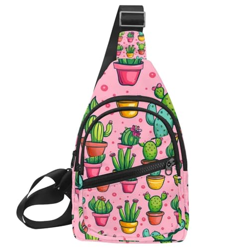 Mochila cruzada de cactus con riñonera ajustable para running y senderismo unisex