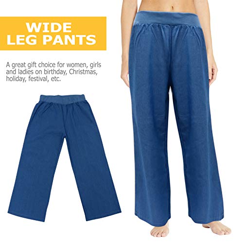 ABOOFAN Longas Largas Calças Perna Para Mulheres Calças Palazzo Casuais Estilo Solto Confortável Mul