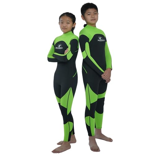Jintaleco Premium Neoprene Kids Wetsuit, 3/2 mm Full Body & for Boys & Girls, Back Zip Wetsuit for Kids Swimming, Diving and Water Sports (Kids Full Wetsuit, 6)