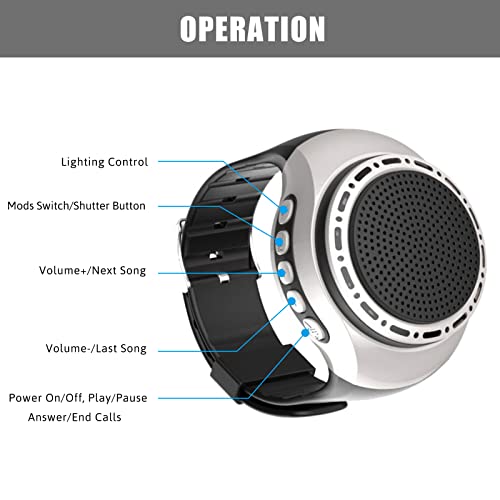 Wireless Wearable Waterproof Wrist Portable Bluetooth Speaker Watch With Multi Function Fm Radio & Mp3 Player & Selfie & Ultra Long Standby Time For Running, Hiking, Riding（Silver） #TOP2