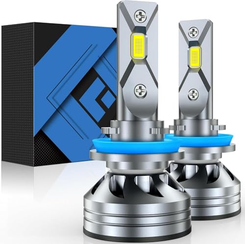 FORENNER H11/H9/H8 LED Light Bulb 50000LM 10X Ultra-Bright 6500K White 1:1 Size Easy Install H8 H9 Fog Light Bulbs CANbus Ready Tire Light Assemblies Pack of 2
